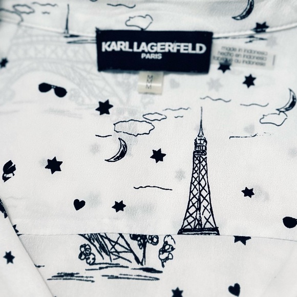 Karl Lagerfeld Paris Med White and Black Whimsical Eiffel Tower Print - Picture 5 of 11